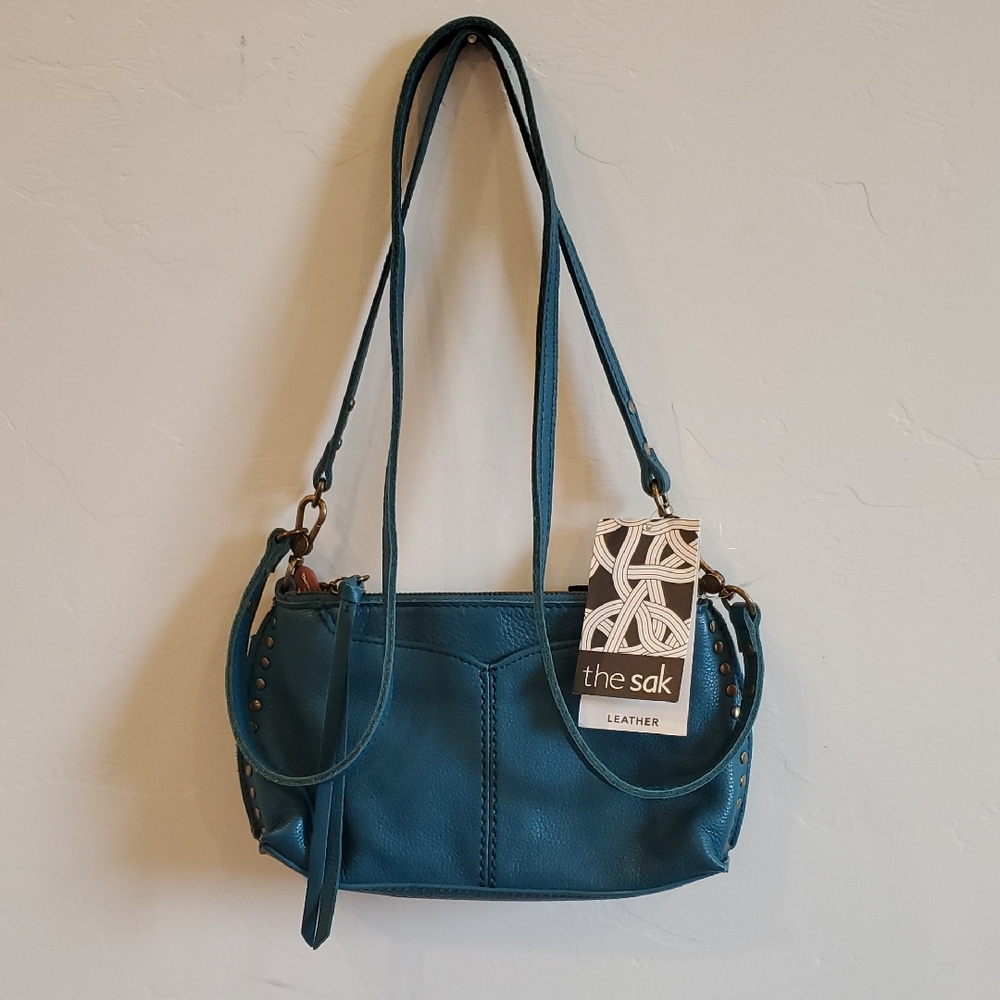 The Sak Teal Leather Shoulder Bag NWT